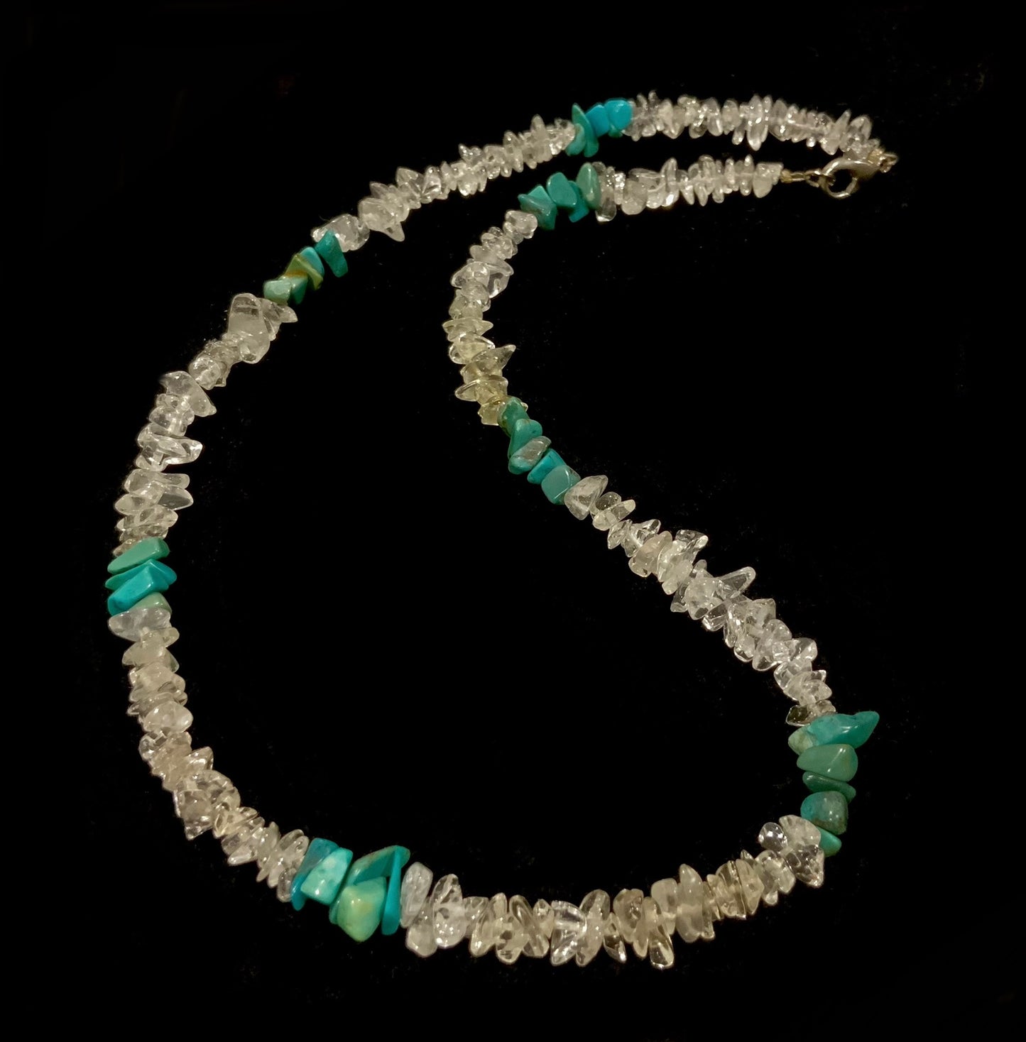 Rock Crystal & Turquoise Tumble Stone Bead Necklace