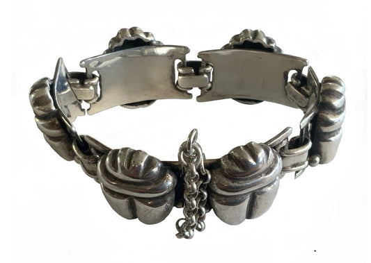 Antique Egyptian Scarab Bracelet 925 Sterling Silver