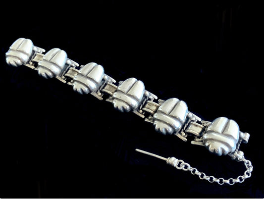 Antique Egyptian Scarab Bracelet 925 Sterling Silver