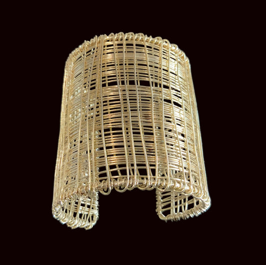 Wide Gold Wire Mesh Cuff Bracelet