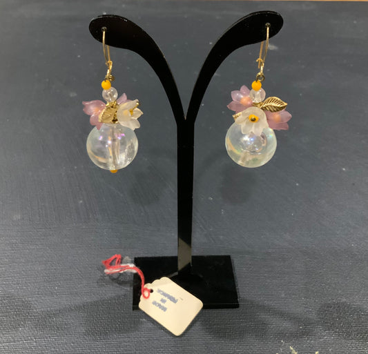 French Bauble & Flower Drop Dangle Earrings 5.5cm