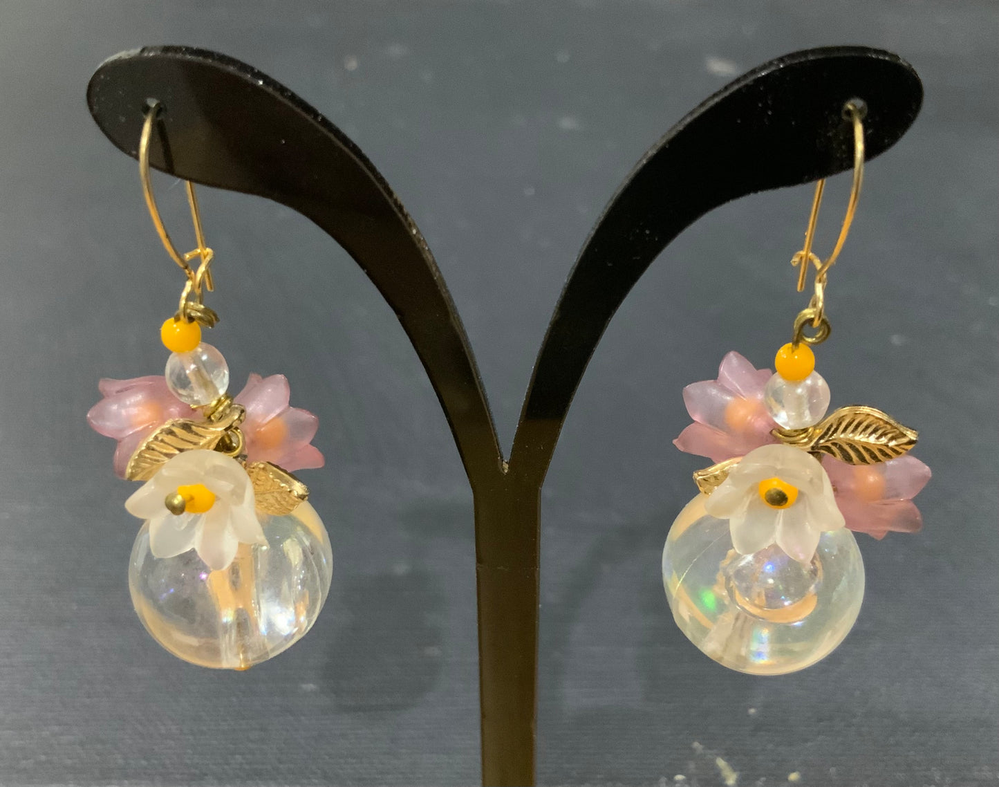 French Bauble & Flower Drop Dangle Earrings 5.5cm