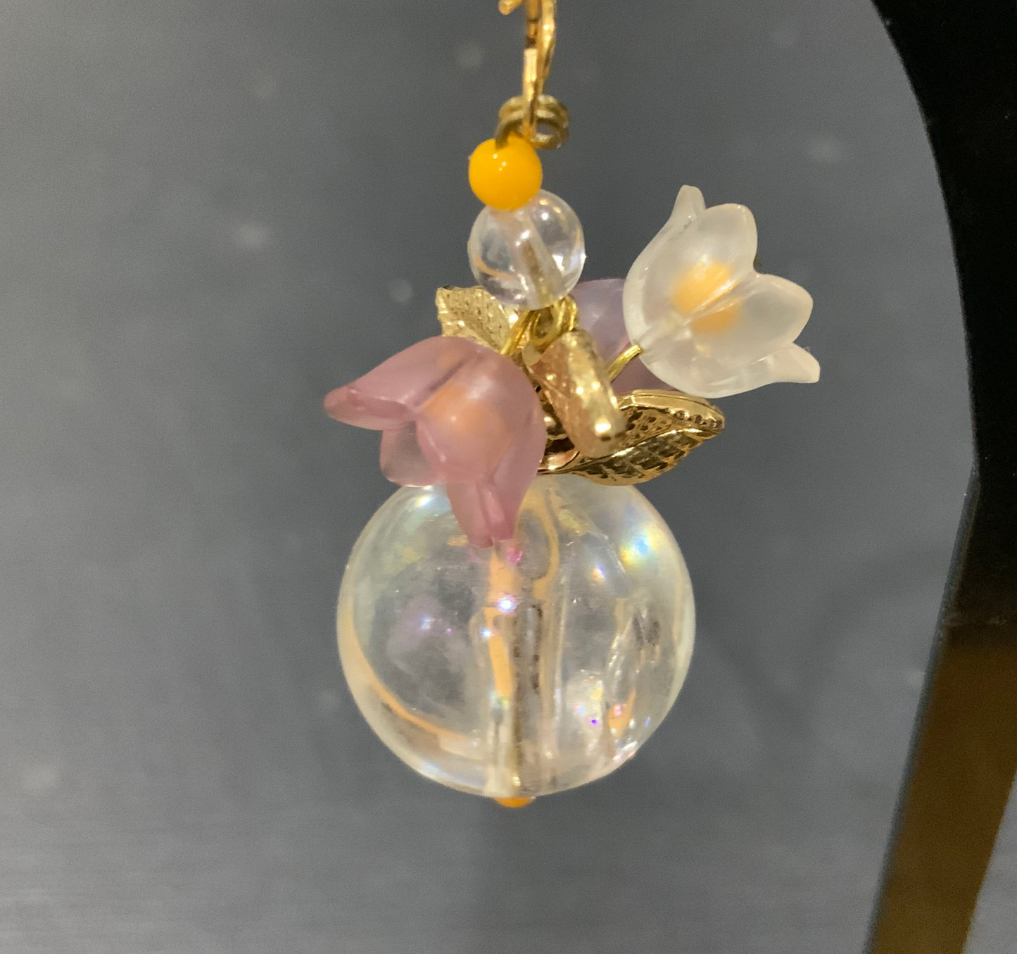 French Bauble & Flower Drop Dangle Earrings 5.5cm