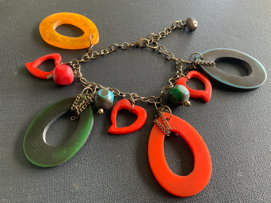 Multi Coloured Resin Dangle Charm Bracelet