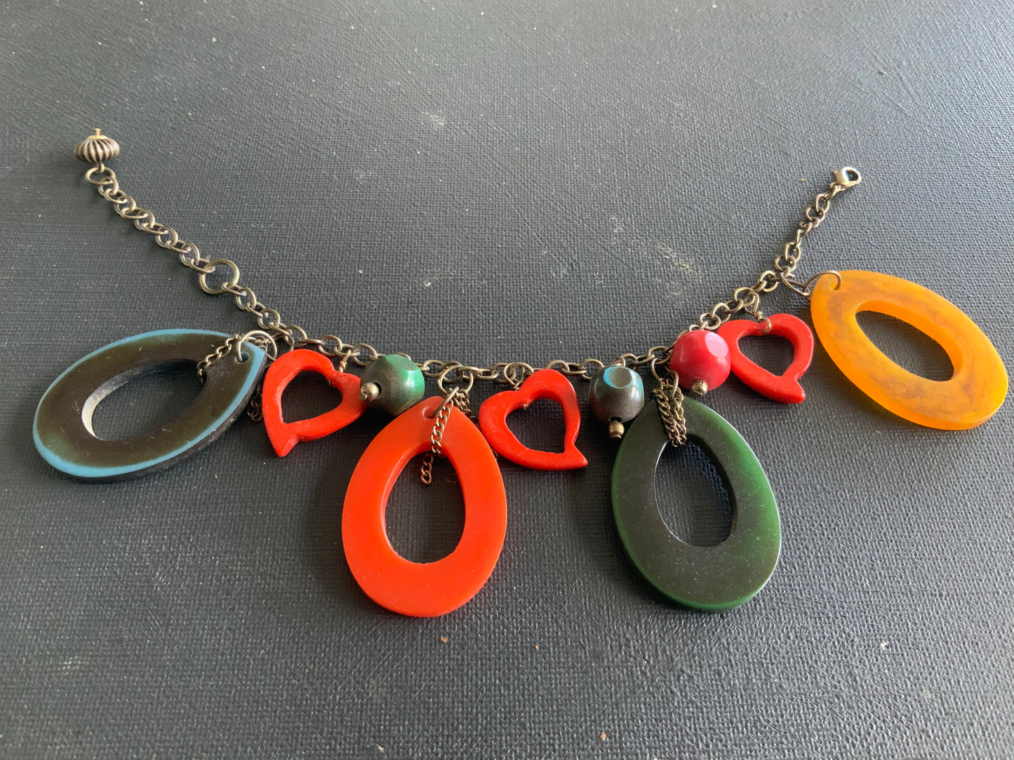 Multi Coloured Resin Dangle Charm Bracelet