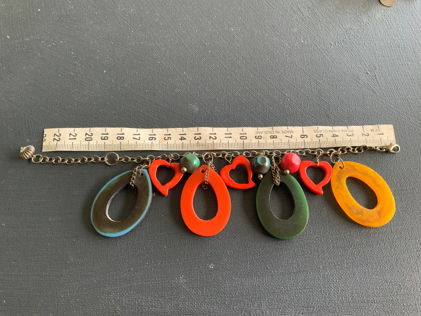 Multi Coloured Resin Dangle Charm Bracelet