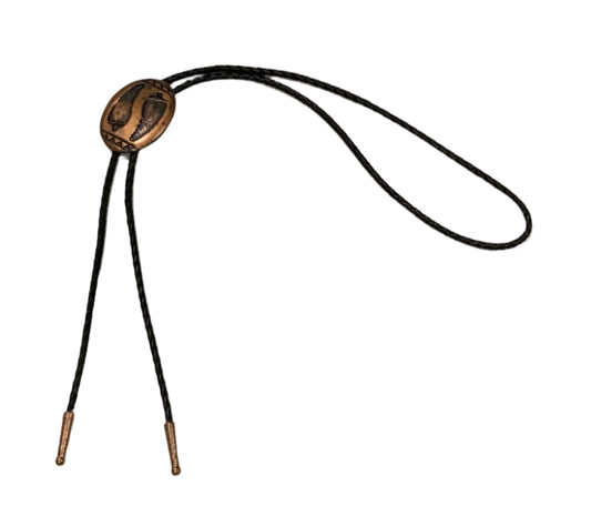 Copper & Black Braided Bolo Tie Southwestern Hot Chilli Peppers
