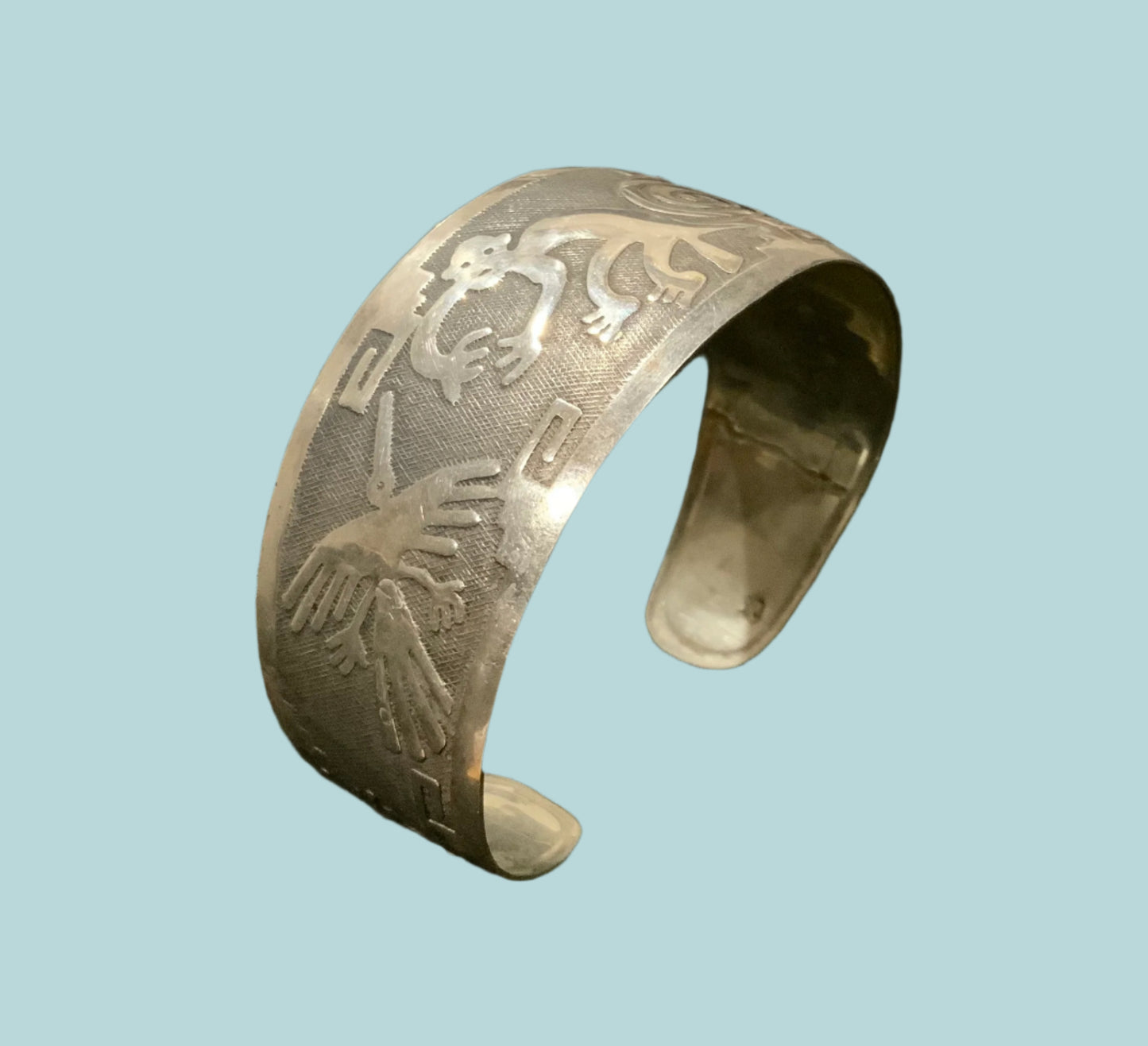 Peruvian Nazca Lines Sterling Silver Cuff Bracelet