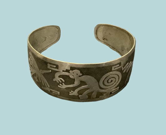 Peruvian Nazca Lines Sterling Silver Cuff Bracelet