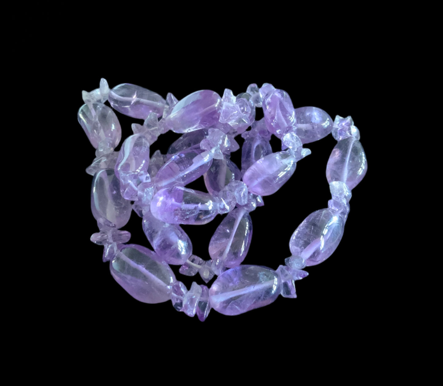 Amethyst Tumble Stone Bead Necklace 60cm