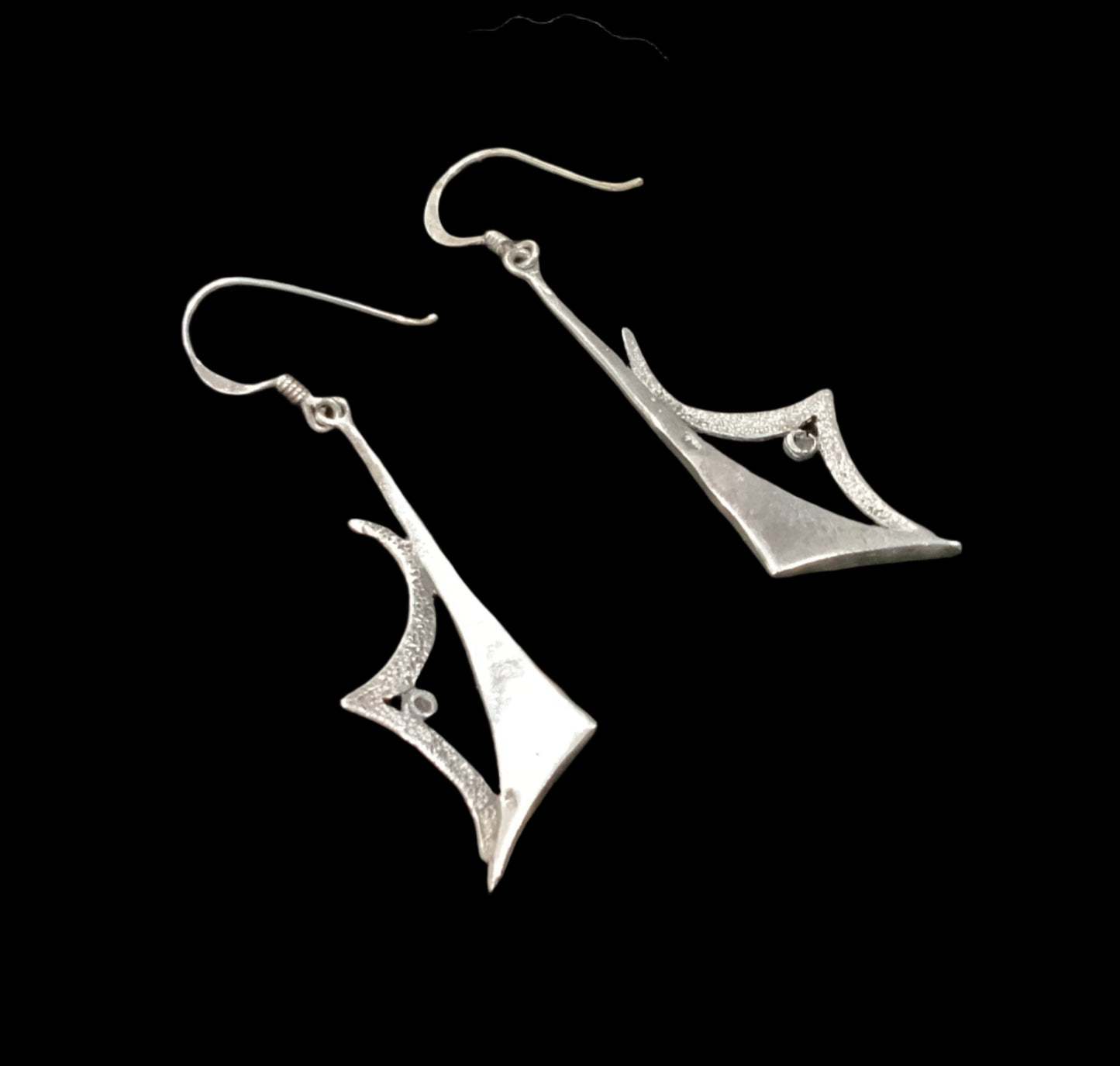 925 Sterling Silver & Turquoise Modernist Dangle Earrings