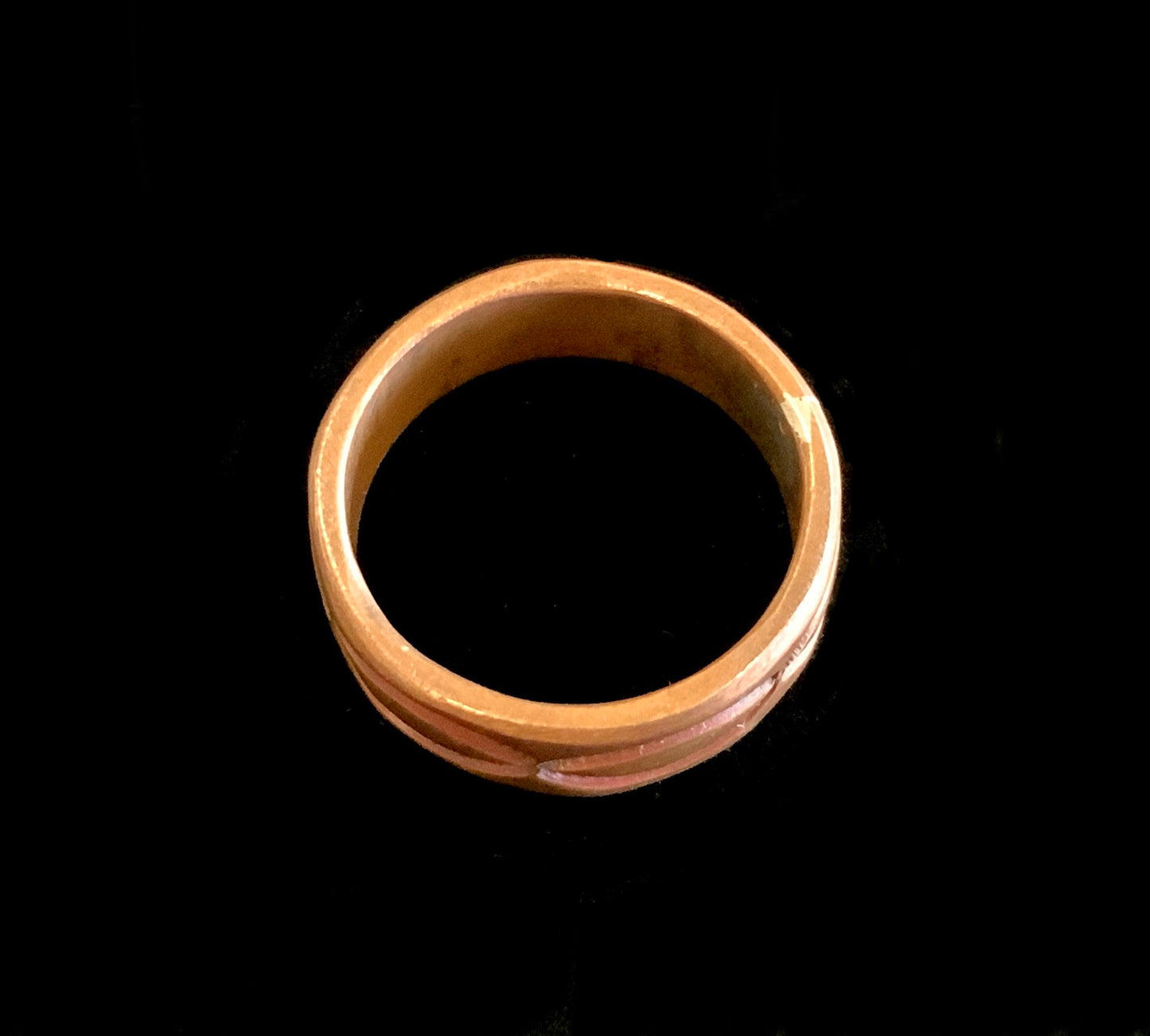 Copper Hand Tooled Tribal Unisex Band Ring Size US 9.5 S 1/2