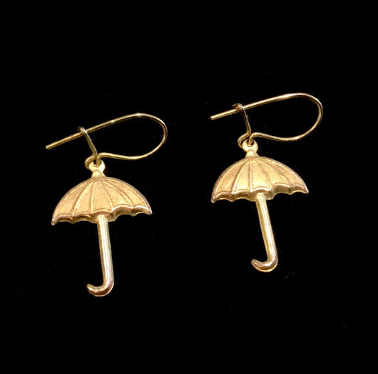 Whimsical Gold Umbrella Earrings