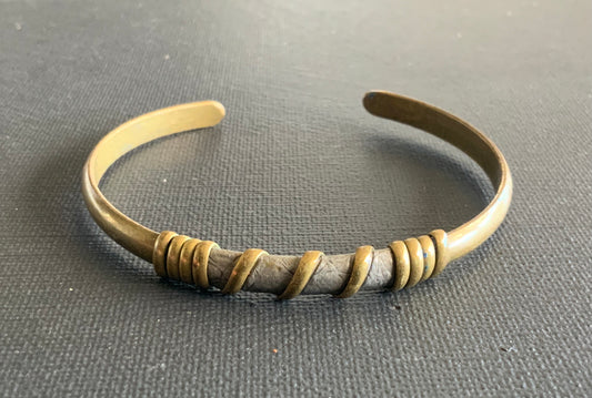 Brass & Silver Cuff Bracelet Mens Armband Vintage Tribal Native