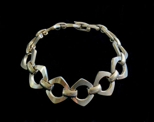 Silver S/Steel Modernist Diamond Link Bracelet 17.5cm