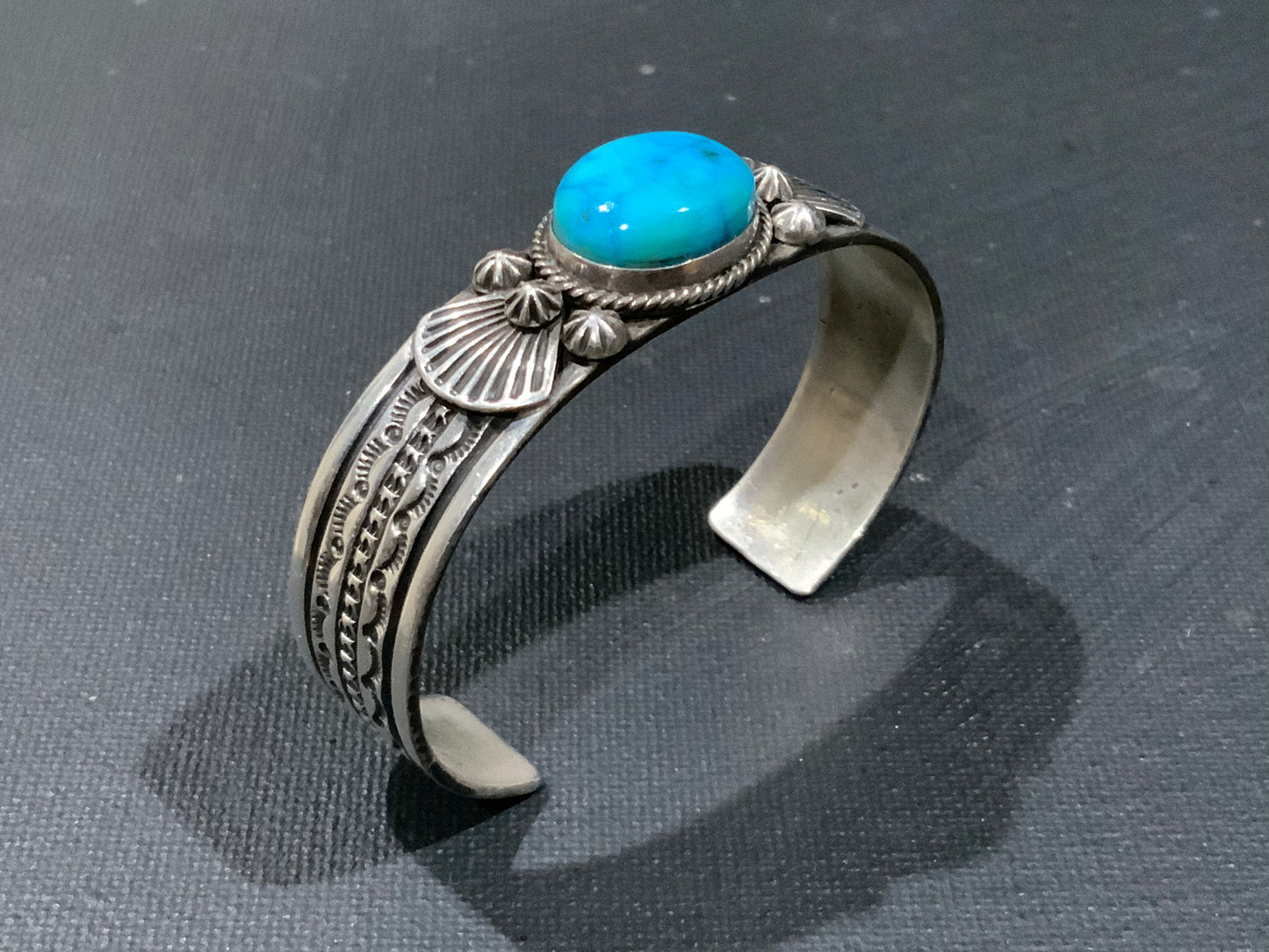 Guy HOSKIE Turquoise & Sterling Silver 925 Cuff Bracelet Armband Navajo Tribal