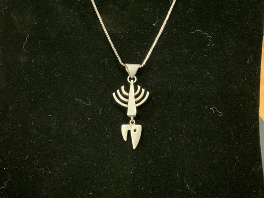 Modernist Fish Skeleton Pendant Chain Necklace Taxco Mexico 925 Sterling Silver Unisex