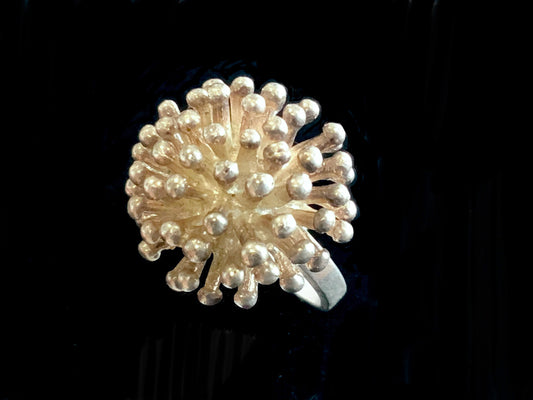 Amazing Vintage Sputnik Ring 925 Sterling Silver Size 6.75 Modernist Brutalist