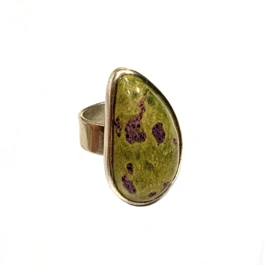Atlantasite & Sterling Silver 925  Freeform Ring US 8.5 Q 1/2