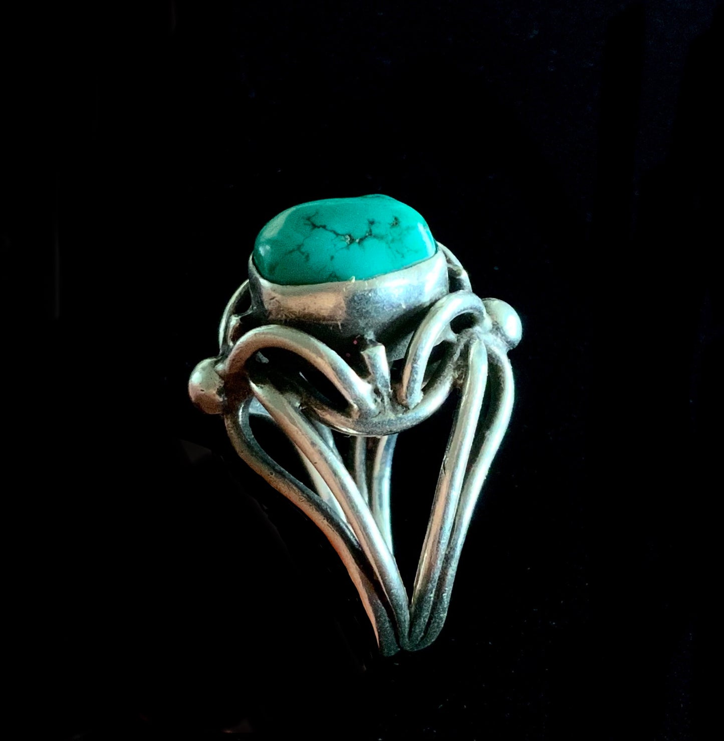 SCANDIA Turquoise & 925 Sterling Silver Ring Vintage