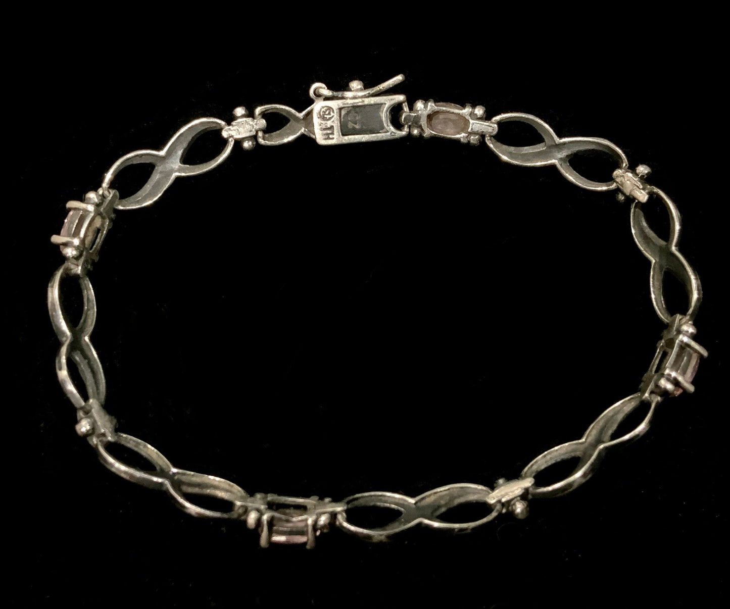 Sterling Silver 925 & Pink CZ Infinity Link Tennis Bracelet
