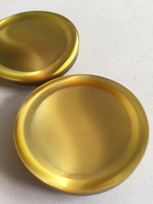 Vintage Huge Chartreuse Plastic Coat Jacket Buttons x 2