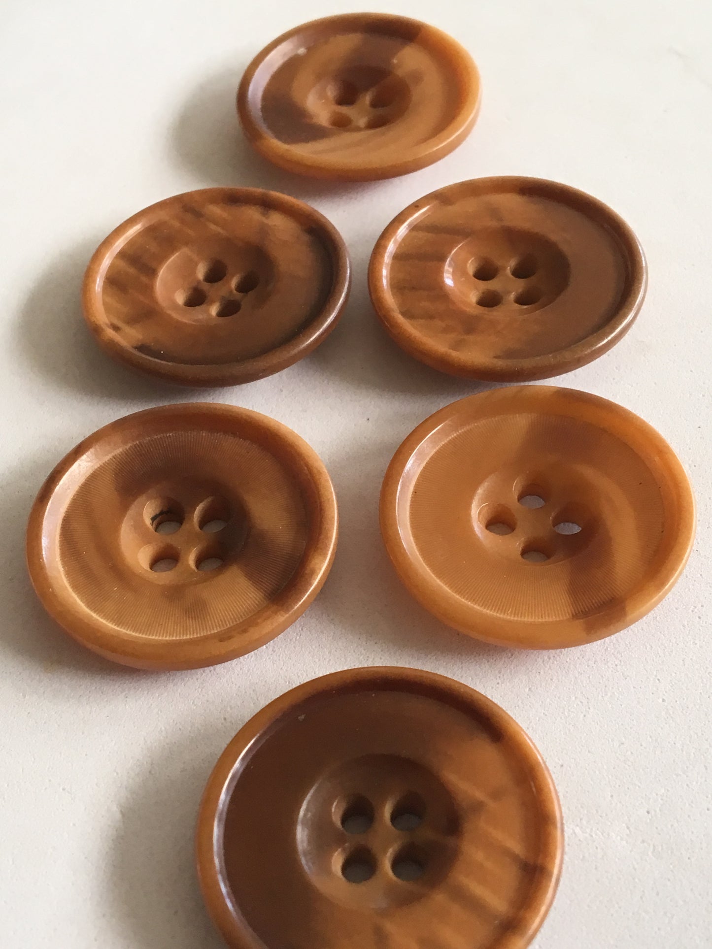 Vintage Butterscotch Plastic Large Coat Jacket Buttons x 6