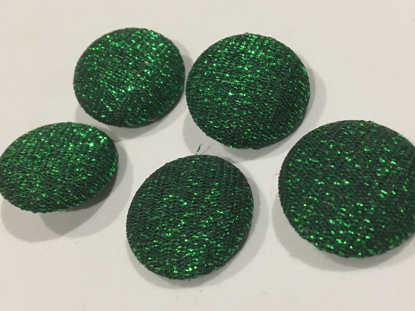 Vintage Green Lurex Buttons x 5  24mm
