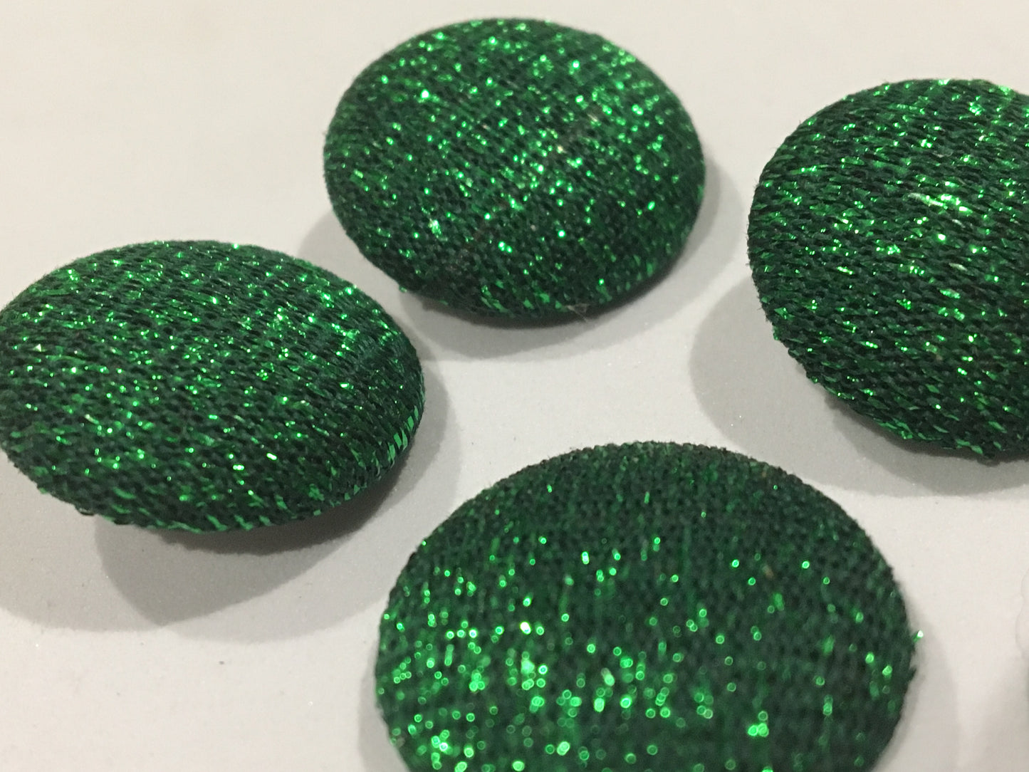 Vintage Green Lurex Buttons x 5  24mm