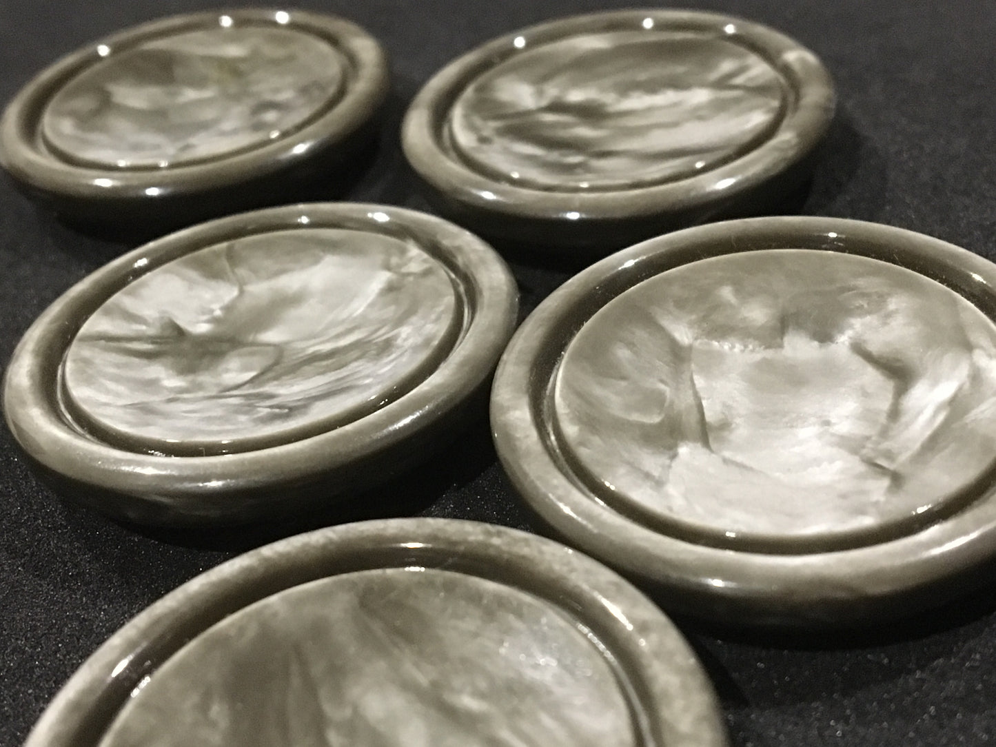 Vintage Grey Metallic Lustre Large Coat Buttons x 5