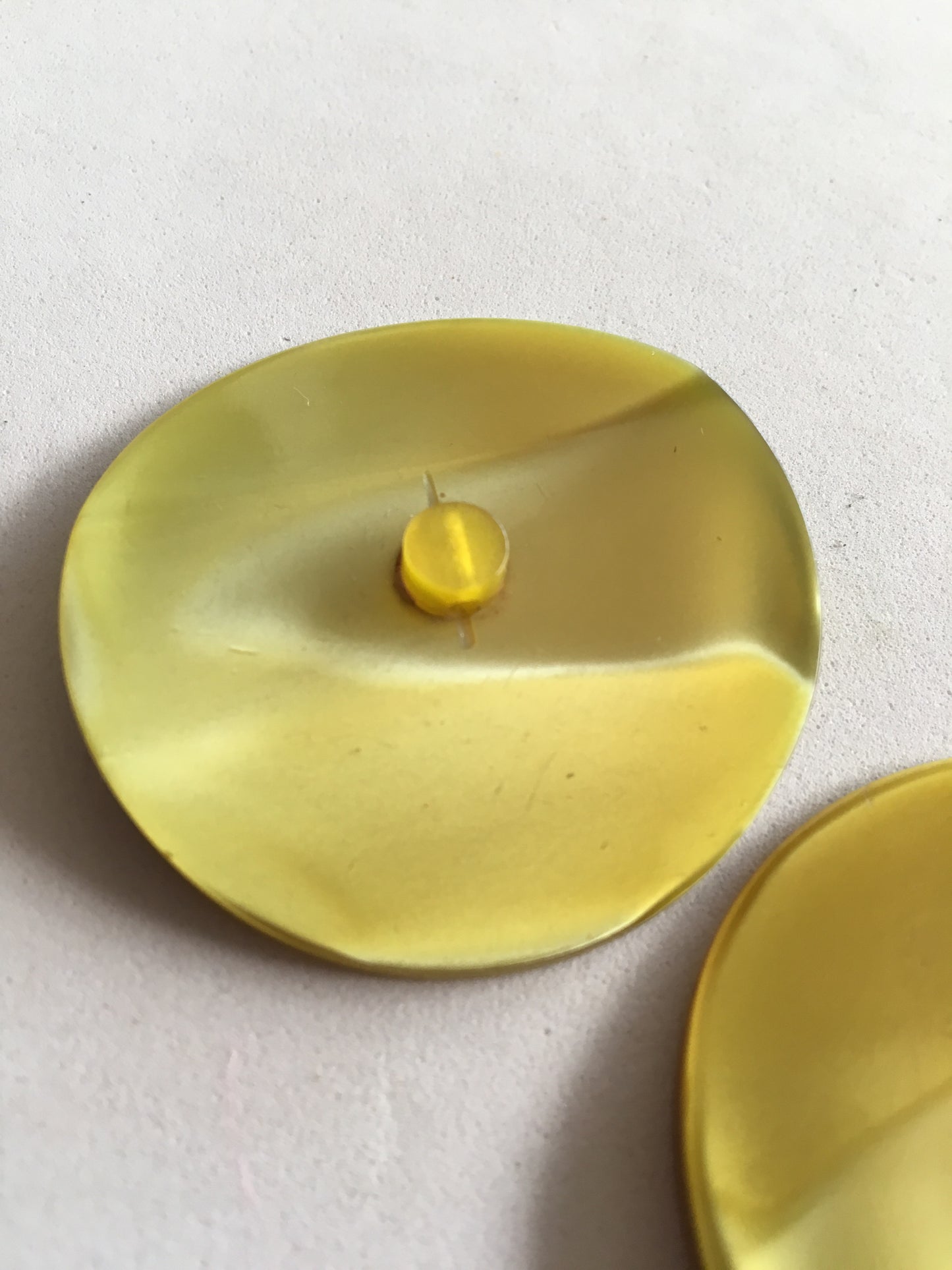 Vintage Huge Chartreuse Plastic Coat Jacket Buttons x 2