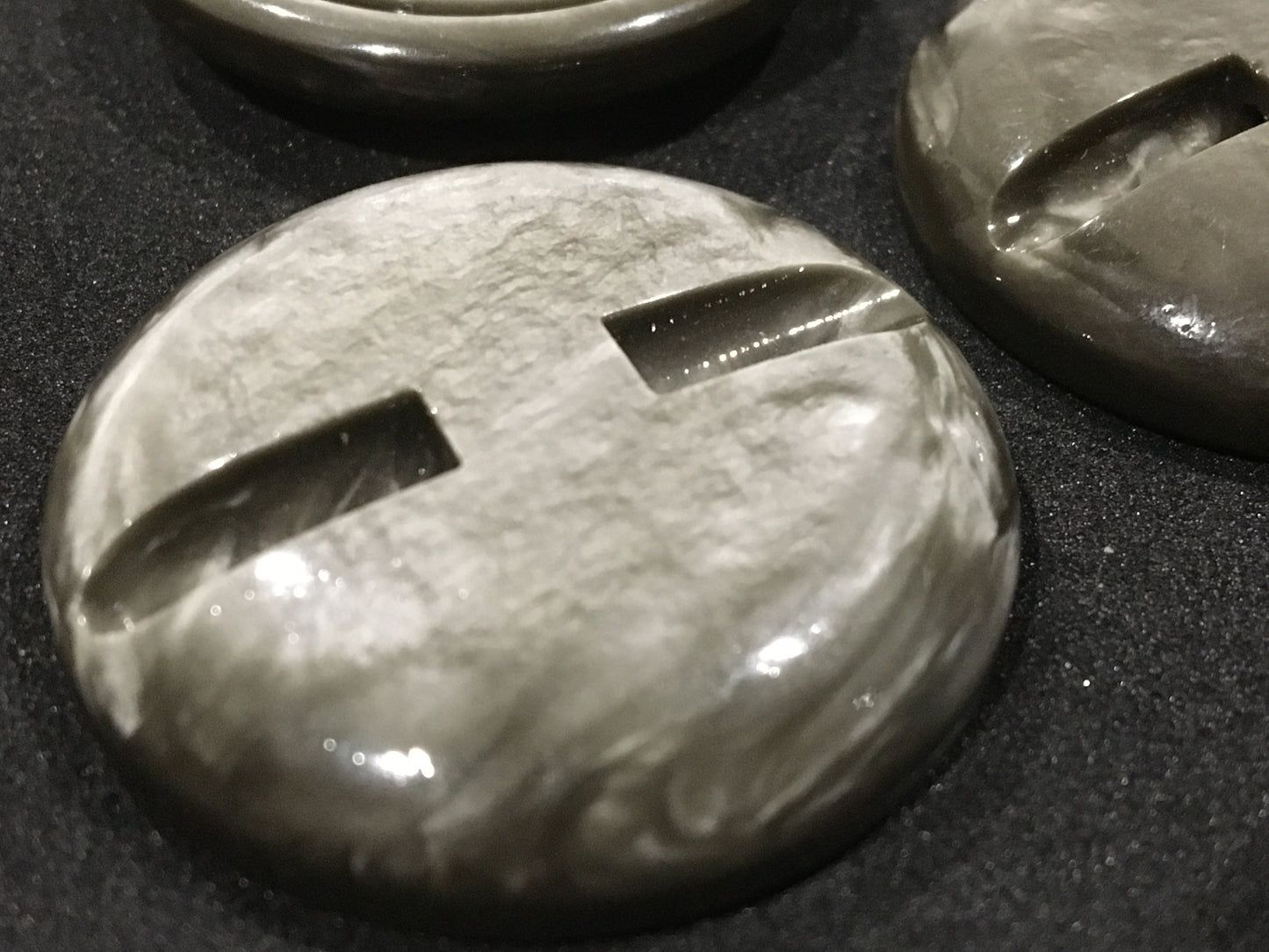Vintage Grey Metallic Lustre Large Coat Buttons x 5