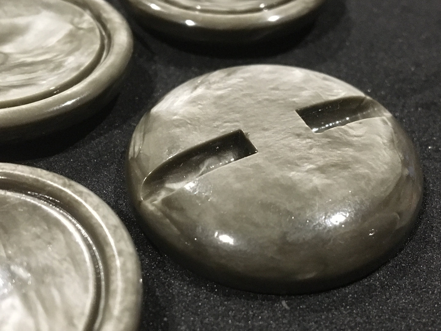 Vintage Grey Metallic Lustre Large Coat Buttons x 5