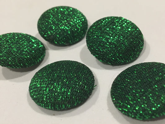 Vintage Green Lurex Buttons x 5  24mm