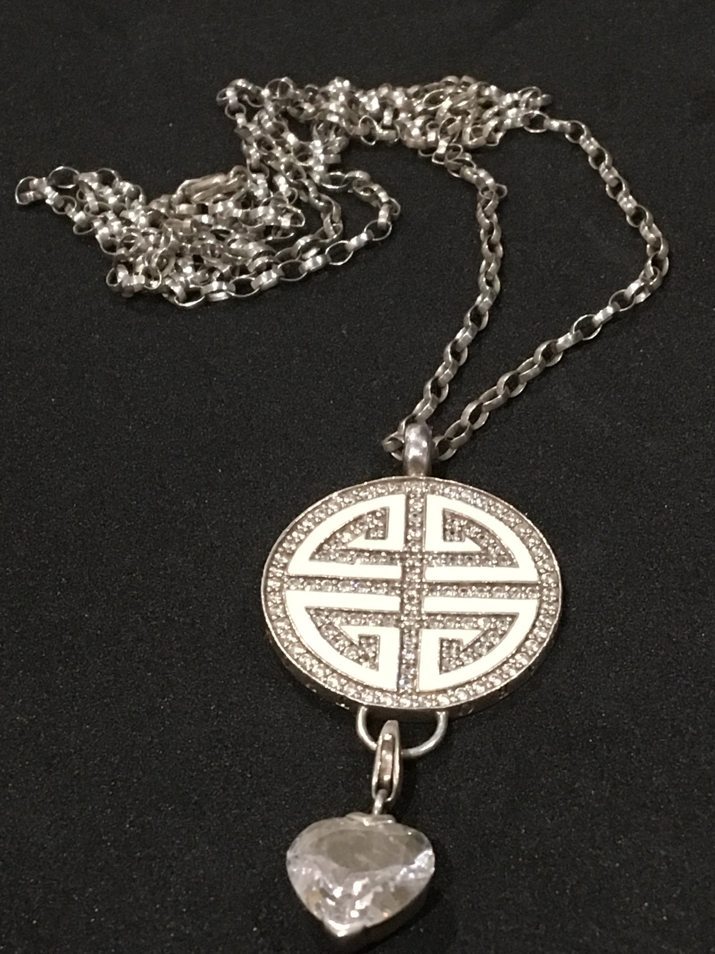 Thomas Sabo Rebel At Heart Sterling Silver 925 Necklace Chinese Blessings Carrier & Heart Charm