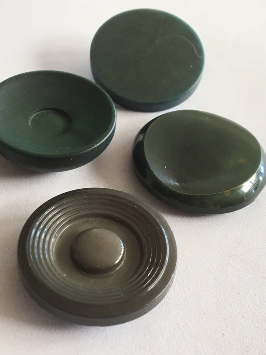 Vintage Green Coloured Plastic Coat Jacket Buttons x 4