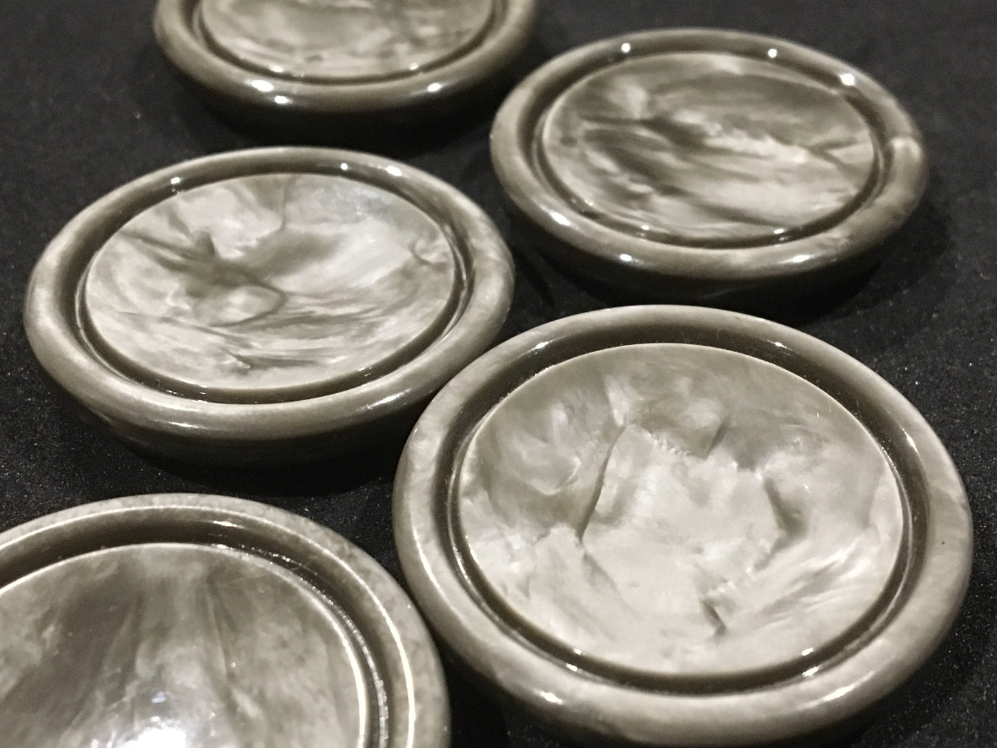 Vintage Grey Metallic Lustre Large Coat Buttons x 5