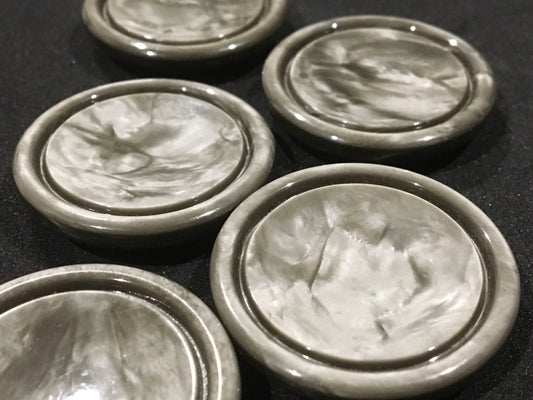 Vintage Grey Metallic Lustre Large Coat Buttons x 5