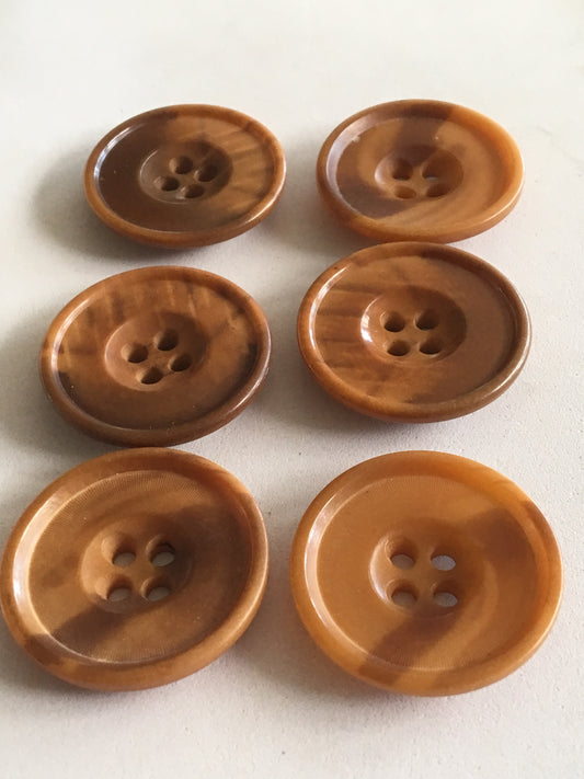 Vintage Butterscotch Plastic Large Coat Jacket Buttons x 6