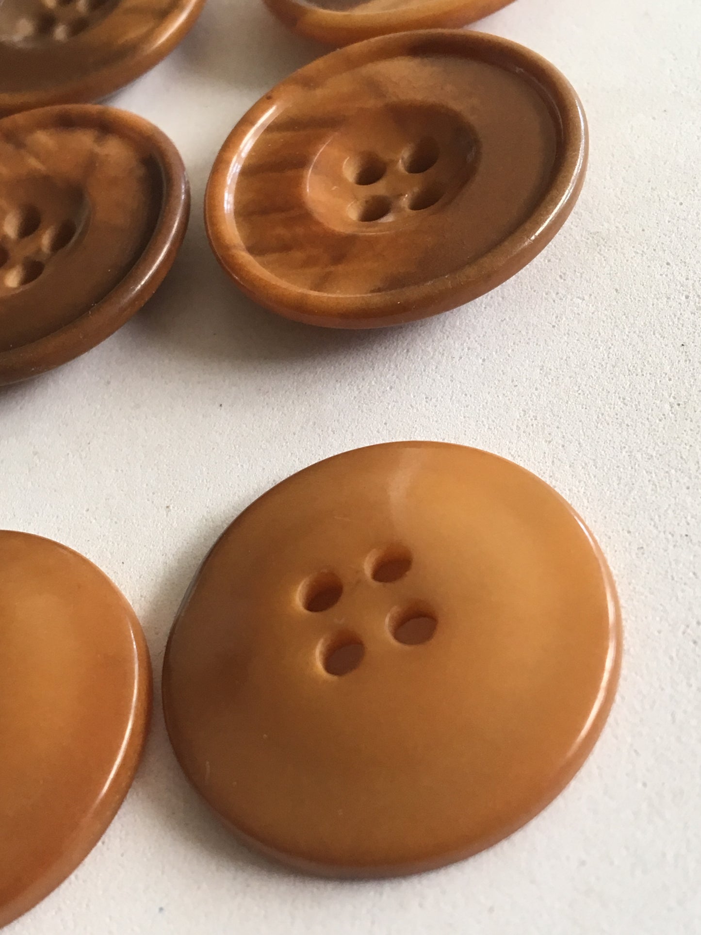 Vintage Butterscotch Plastic Large Coat Jacket Buttons x 6