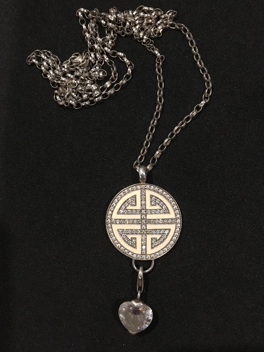 Thomas Sabo Rebel At Heart Sterling Silver 925 Necklace Chinese Blessings Carrier & Heart Charm