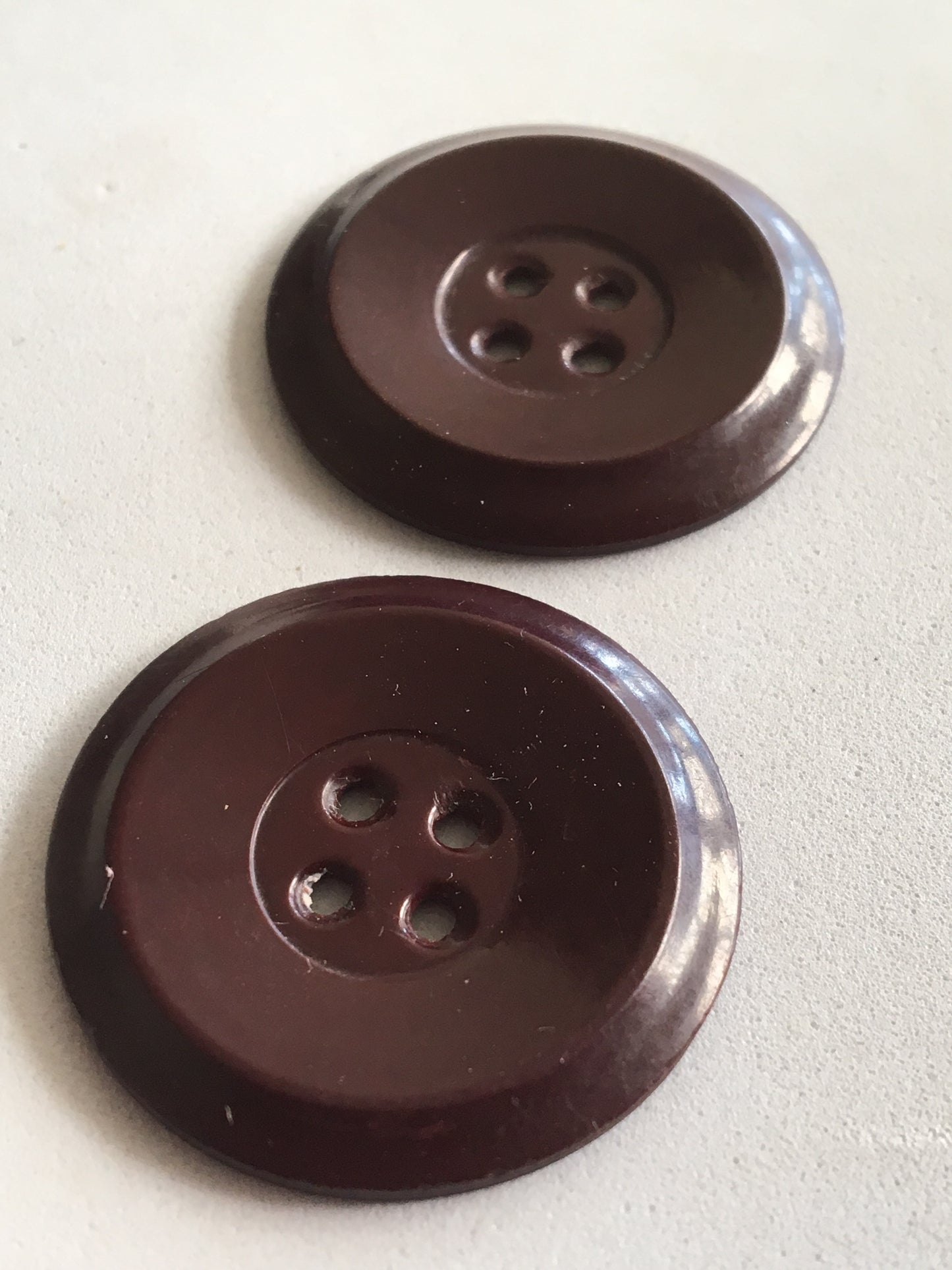 Vintage Large Rich Burgundy Art Deco Buttons x2 Coat Jacket