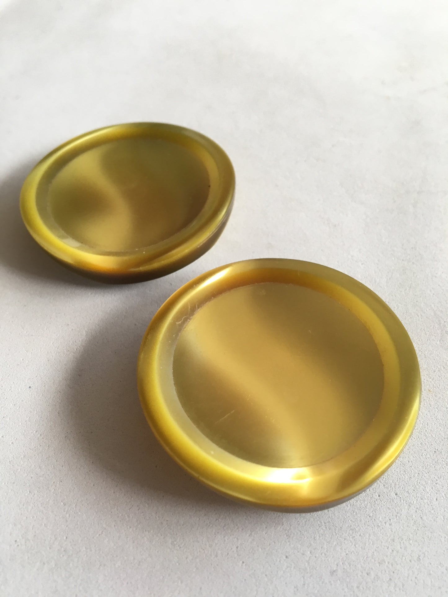 Vintage Huge Chartreuse Plastic Coat Jacket Buttons x 2